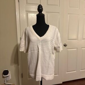 Lane Bryant Cream V-Neck Sweater bin4